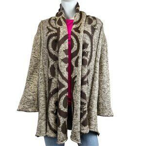 ETERNAL SUNSHINE CREATIONS Boho Print Wool Blend Open Cardigan P